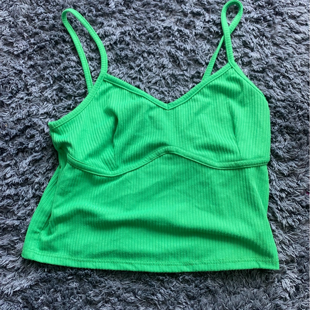 Gaze Green Ribbed Tank Top